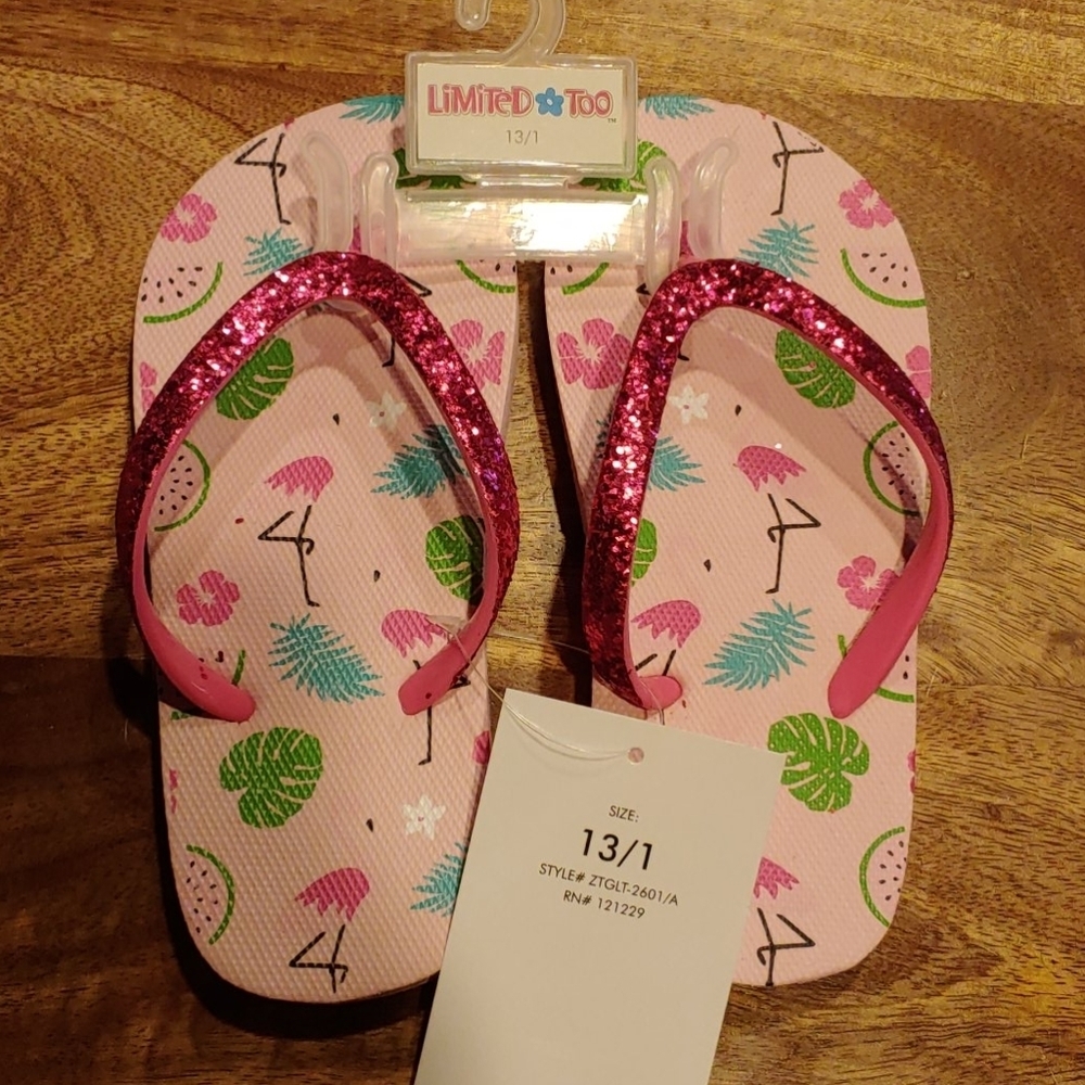 NWT2 for $15 Limited Tropical Flamingo Flip Flops